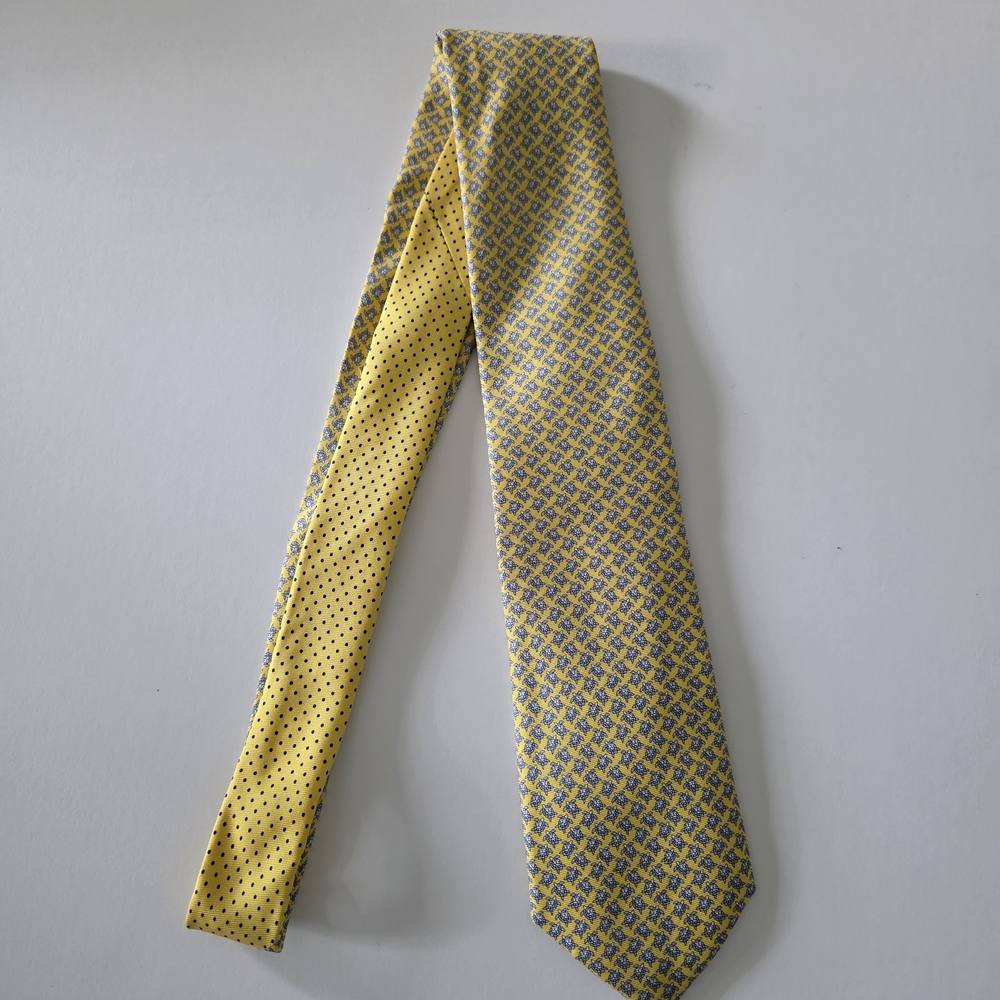 Tommy Hilfiger Yellow and Blue Silk Tie with Turtles